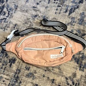 Adidas Peach Waist Bag with Black and White Strap